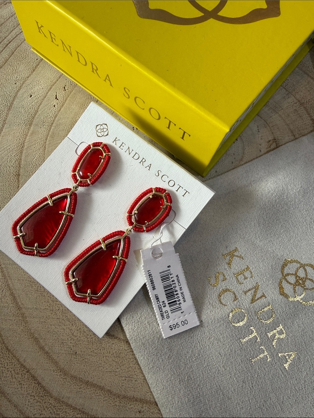 Kendra Scott Threaded Camry Red/Gold Earrings